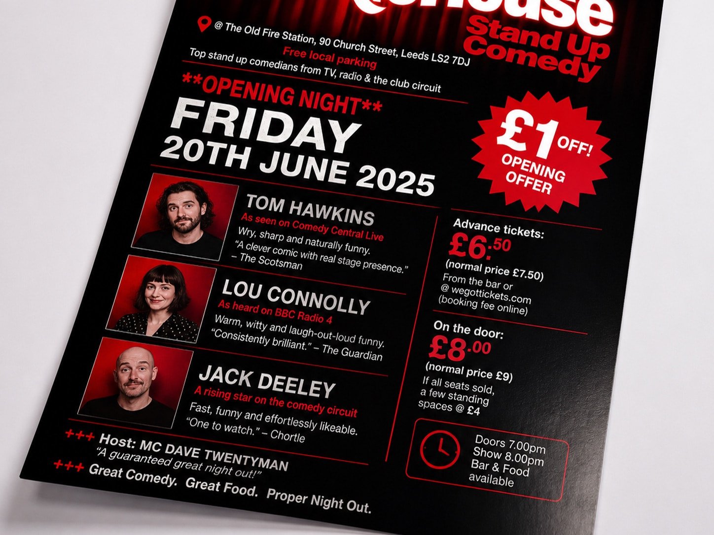 Bold stand-up comedy event poster A3 Size