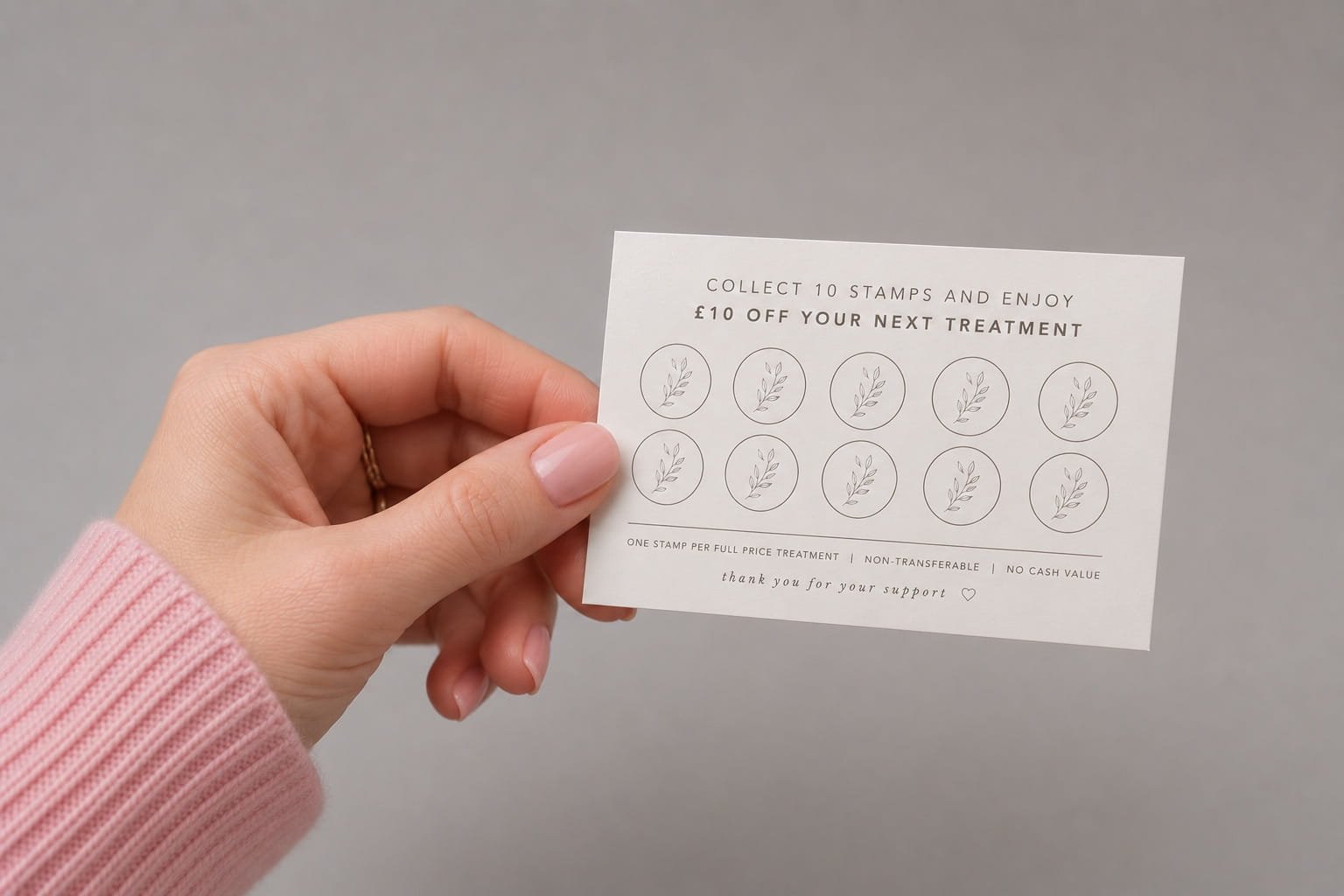 Custom loyalty card printing for a Beauty business