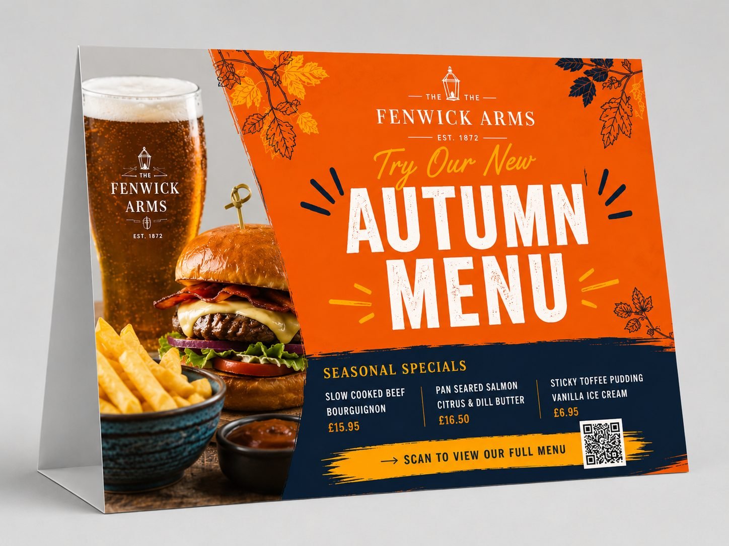 Tent Card Design design example for Restaurant & Cafe