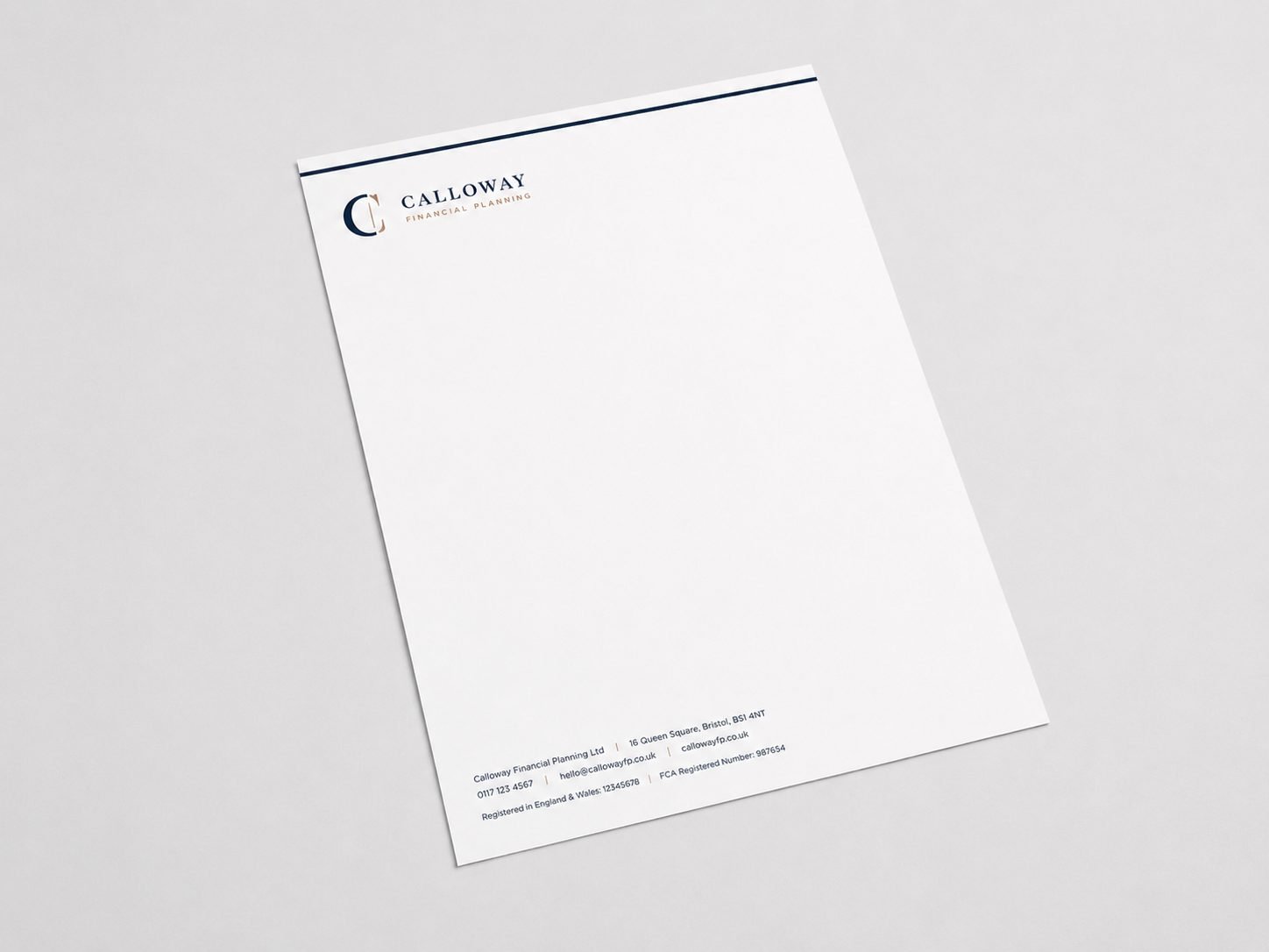 Letterhead design example for property & finance — financial planning company letterhead