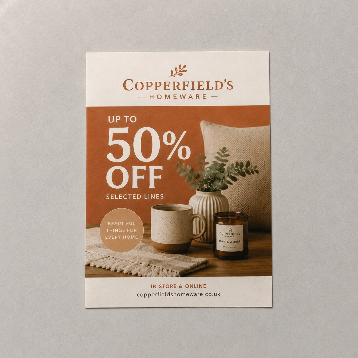 Retail shop leaflet for A6 Homeware shop