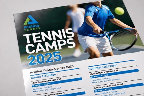 A3 tennis camp poster mockup printed on premium silk paper